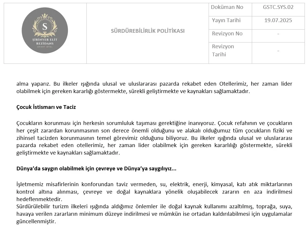 Sürdürülebilirlik Politikası 1